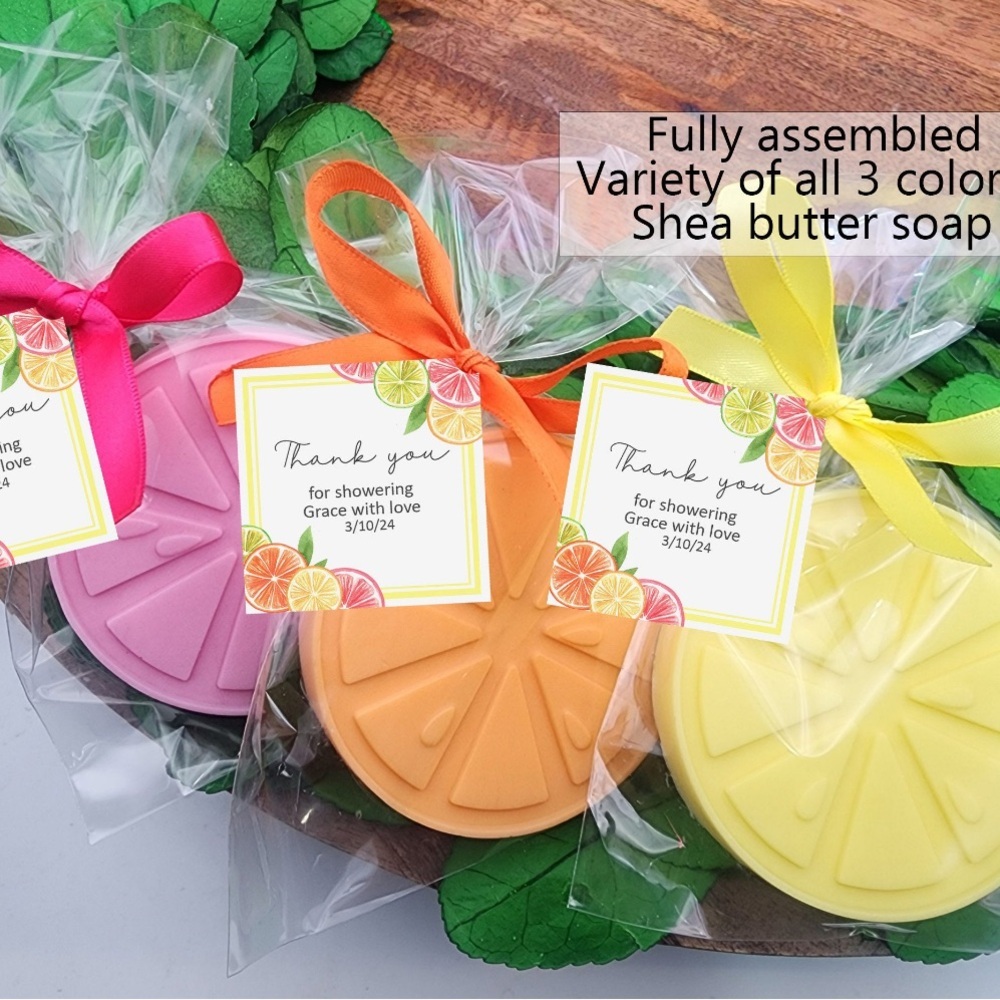 Vibrant Pink and Orange Bath Accessories 24 pc. Shea butter soap bridal shower